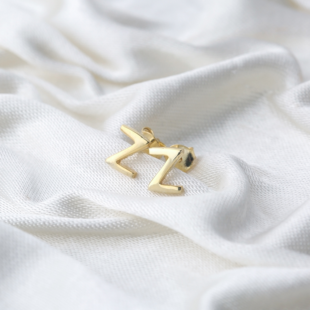 Minimalistic Initial Alphabet letter Z Stud Earring Wholesale 925 Sterling Silver Jewelry
