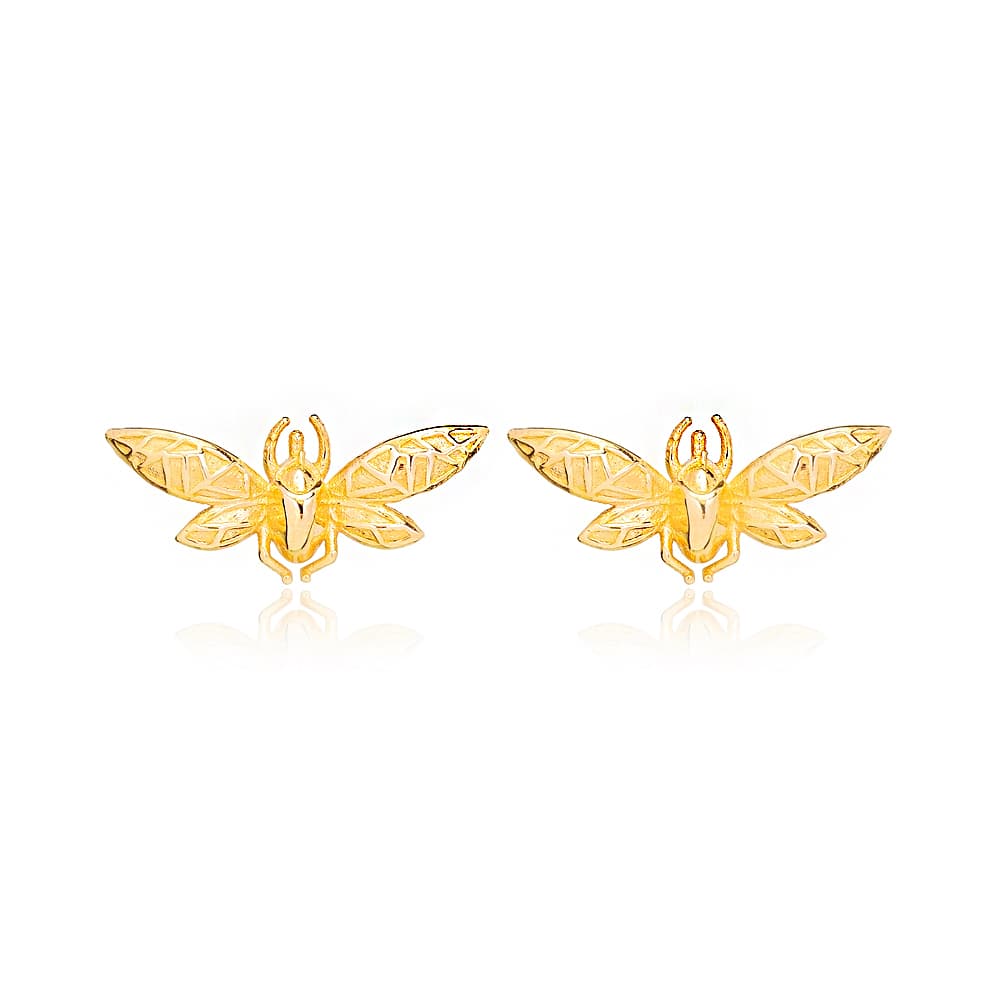 Fly Design Stud Earrings Turkish Wholesale Handmade 925 Sterling Silver Jewelry