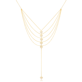 Trendy Multi Layered Necklace Heart Shape Zircon Stone Wholesale 925 Sterling Silver Jewelry