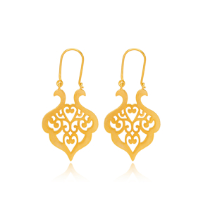 Silver 22k Gold Plated Ajour Design Vintage Earrings Handcrafted Wholesale 925 Sterling Silver Jewelry