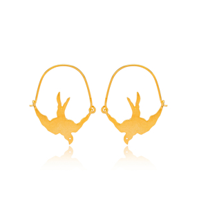 Silver 22k Gold Plated Bird Design Vintage Earrings Handcrafted Wholesale 925 Sterling Silver Jewelry