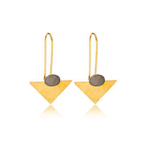 22K Gold Plated Silver Elegant Triangle Design Vintage Hook Earrings Handcrafted Wholesale Jewelry