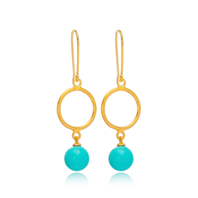 22K Gold Plated Blue Charm Hook Earrings Handcrafted Wholesale 925 Sterling Silver Jewelry