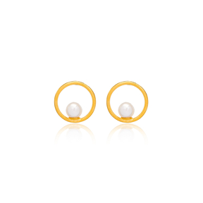 22K Gold Plated Mallorca Pearl Stud Earrings Handcrafted Wholesale 925 Sterling Silver Jewelry
