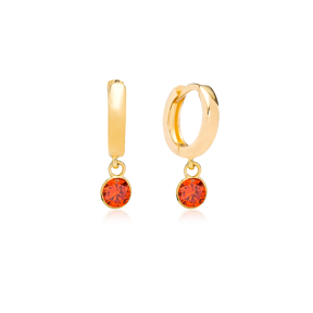 July Birthstone Orange Quartz Charm Earrings Wholesale Turkish 925 Silver Sterling Jewelry