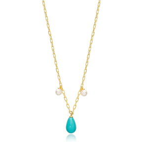 Stylish Drop Shape Turquoise Charm Pendant Wholesale 925 Sterling Silver Jewelry