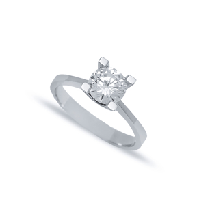 Four Square Claw Solitaire Engagement Ring Wholesale Turkish 925 Sterling Silver Jewelry