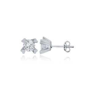 Four Heart Claw Zircon Stone Earrings Wholesale Turkish 925 Sterling Silver Jewelry