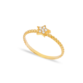 Tiny Star Design Zircon Stone Cluster Ring 925 Silver Jewelry