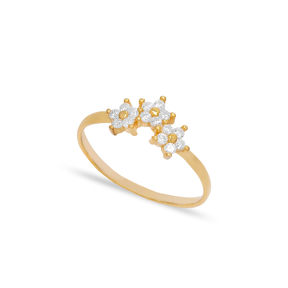 Mini Flower Design Zircon Stone Cluster Ring Wholesale 925 Sterling Silver Jewelry