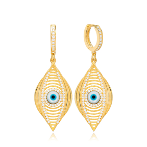 Mystic Evil Eye Dangle Earring Turkish Wholesale 925 Sterling Silver Jewelry