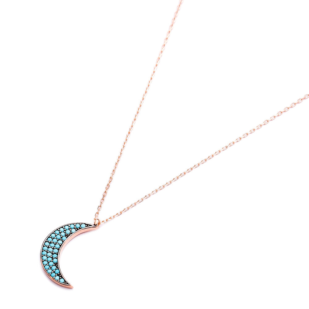Nano Turquoise Turkish Wholesale Silver Crescent Moon Pendant
