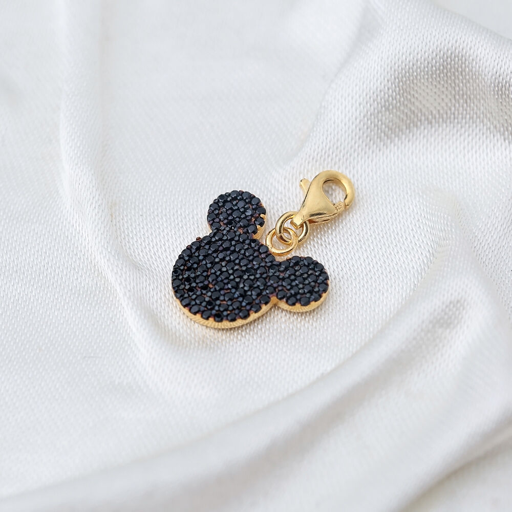 Black Zircon Mouse Charm Wholesale Handmade Turkish 925 Silver Sterling Jewelry