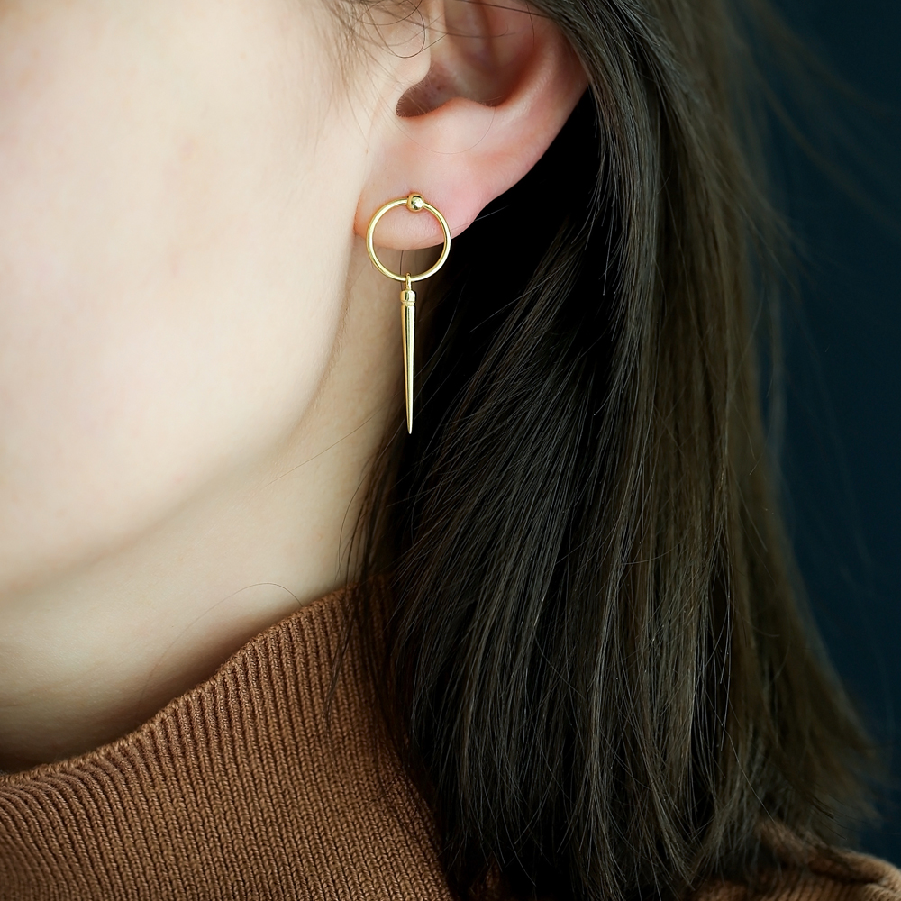 Arrow Design Hollow Earrings Handcrafted Wholesale Turkish 25 Sterling Silver Jewelry