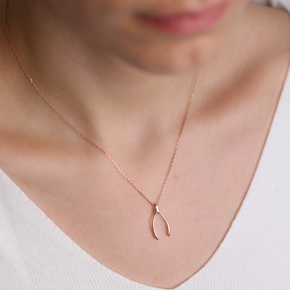 Wishbone Plain Pendant Turkish Wholesale Handcrafted 925 Silver Jewelry