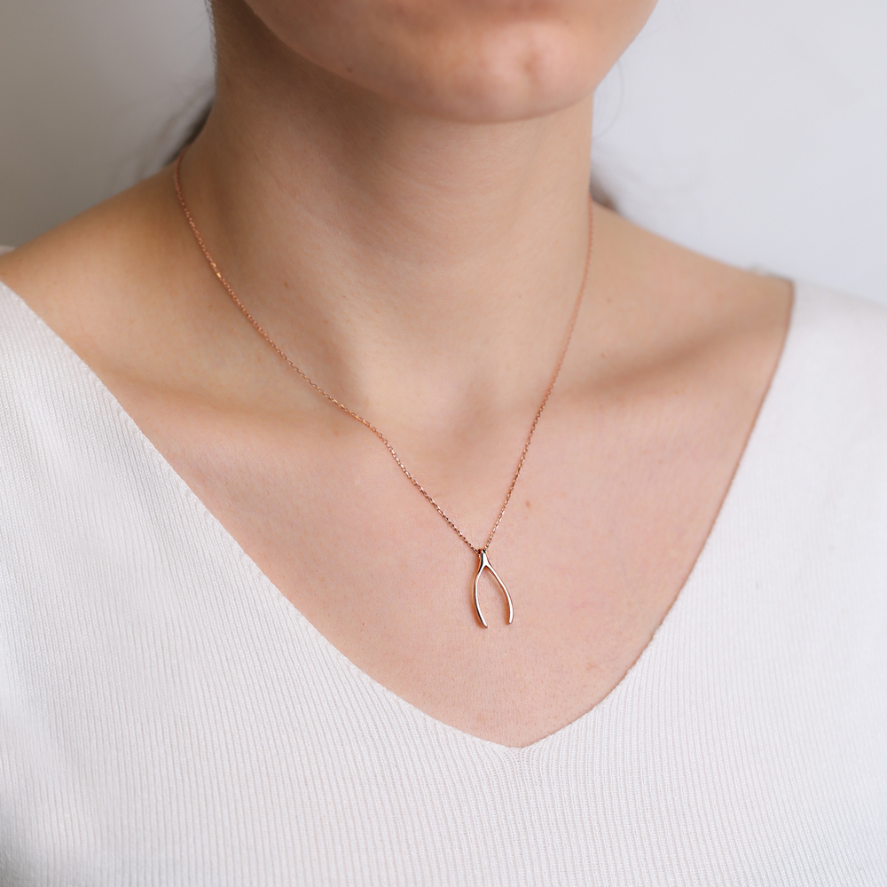 Wishbone Design Plain Pendant Turkish Wholesale Handcrafted 925 Silver Jewelry