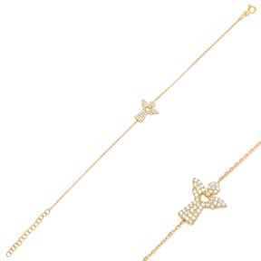 Angel Zircon Stone Charm Bracelet Turkish 925 Sterling Silver Jewelry
