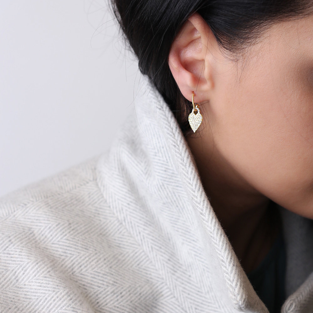 Chic Heart Charm Stud Earrings Wholesale Handmade Turkish 925 Silver Sterling Jewelry