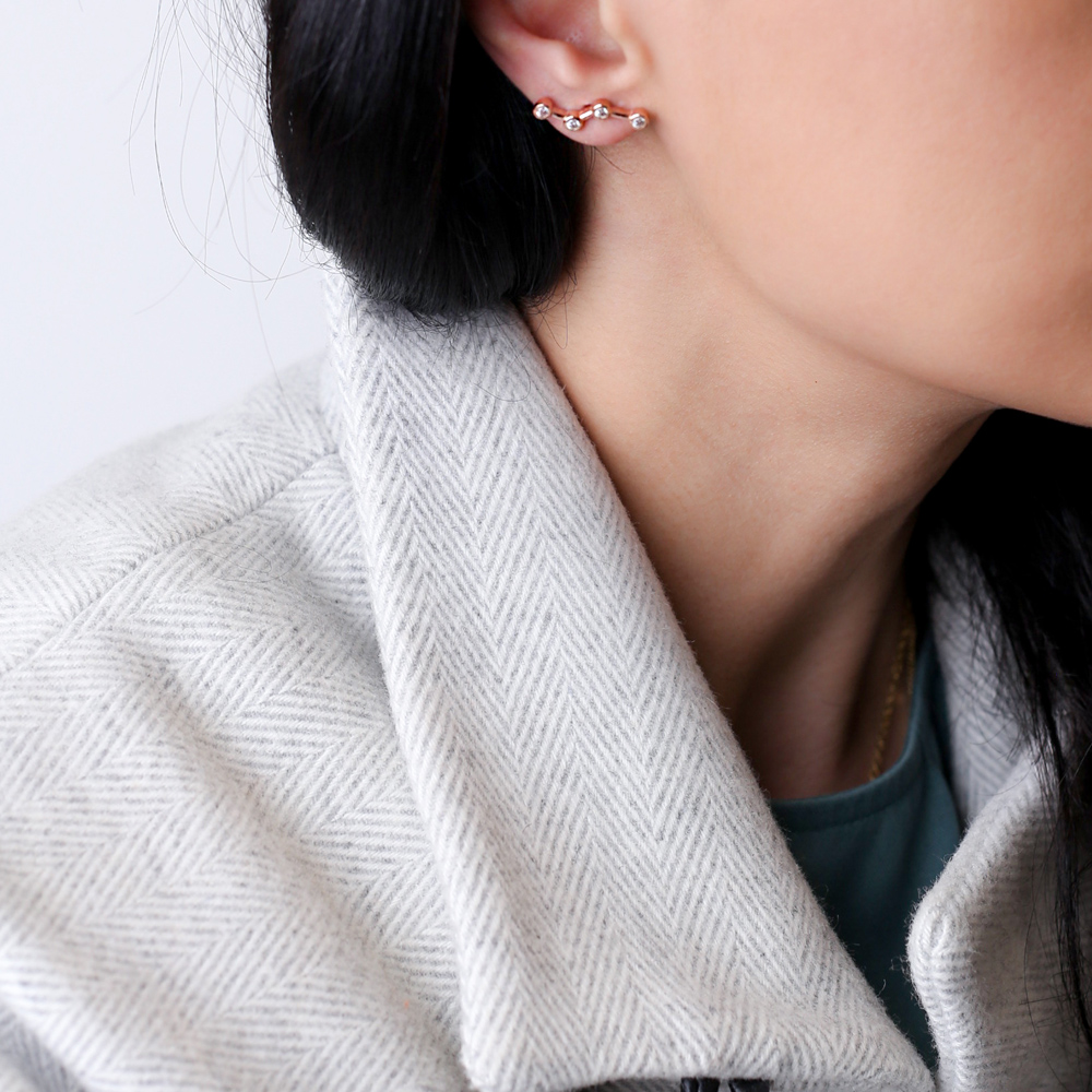 Zircon Constellation Stud Earrings Turkish 925 Silver Sterling Jewelry