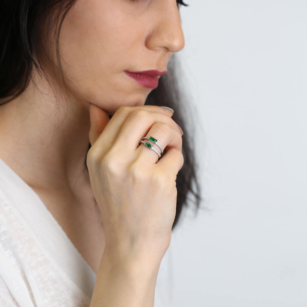 Wholesale Handcrafted Silver Micro Pave Zircon Bar Ring
