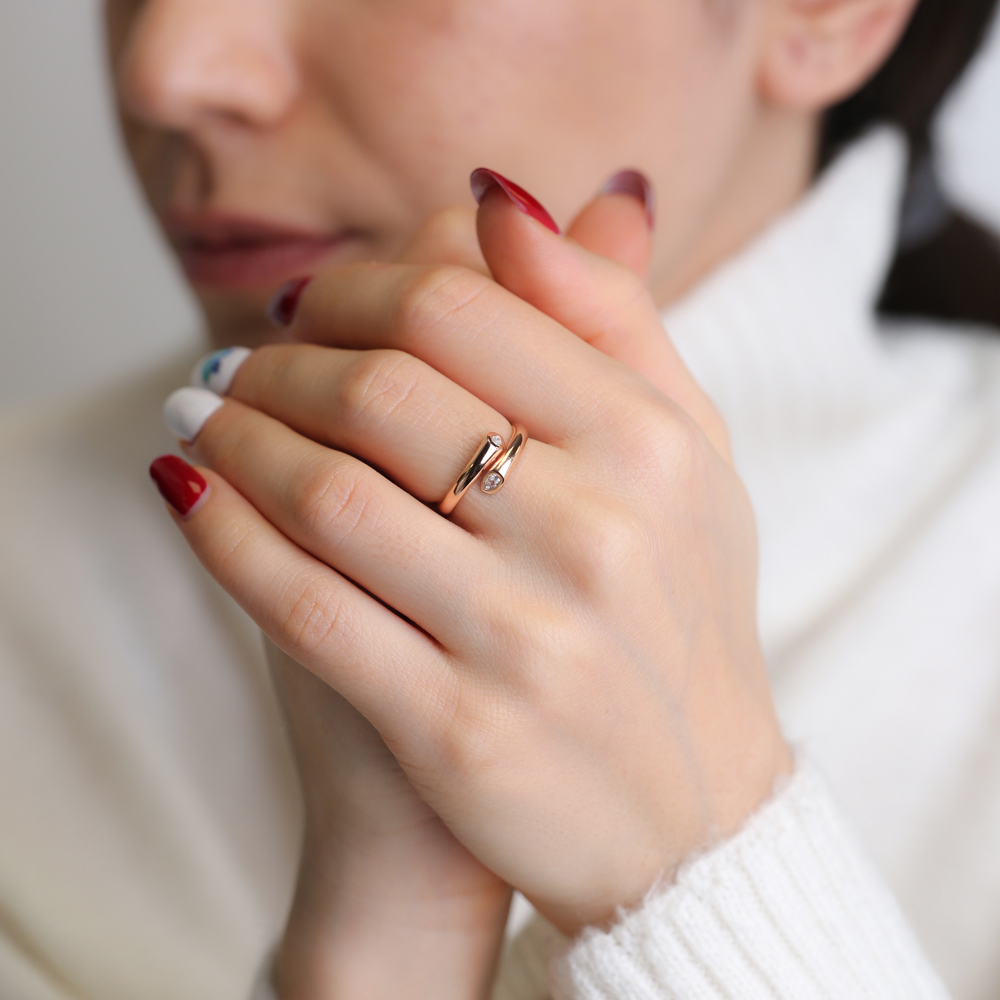 Snake Double Drop Shape Zircon Adjustable Ring Wholesale 925 Silver Sterling Jewelry