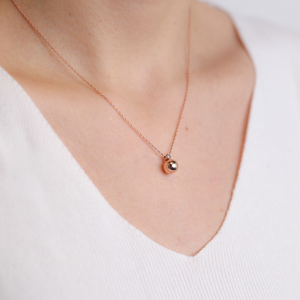 Shiny Ball Charm Zircon Stone Design Pendant Wholesale Turkish 925 Sterling Silver Necklace Jewelry