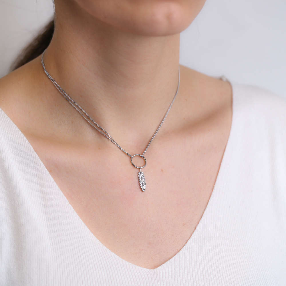 Feather Design Hollow Choker Necklace Handmade 925 Sterling Silver Turkish Wholesale Jewelry