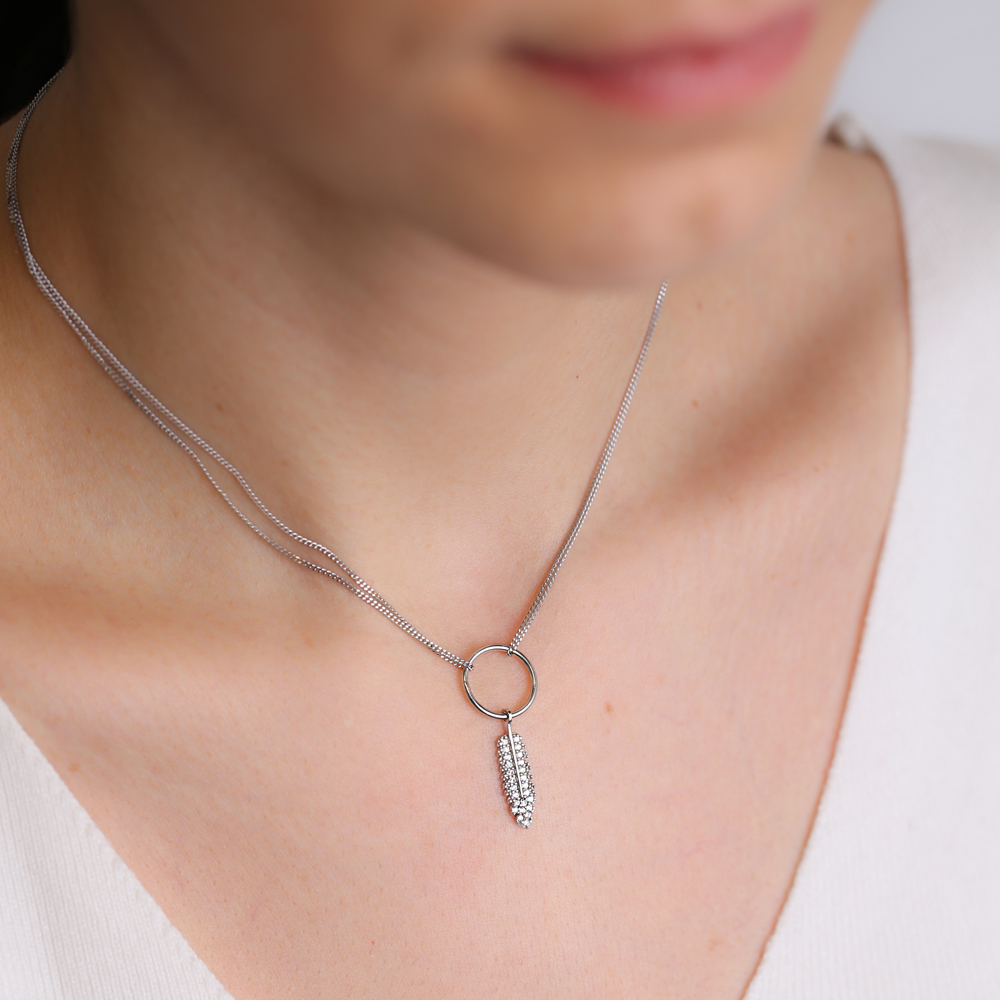 Feather Design Hollow Choker Necklace Handmade 925 Sterling Silver Turkish Wholesale Jewelry