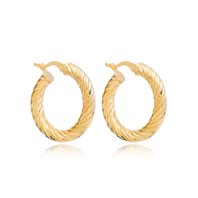 Curled 29 mm Hoop Earrings Wholesale 925 Sterling Silver Jewelry