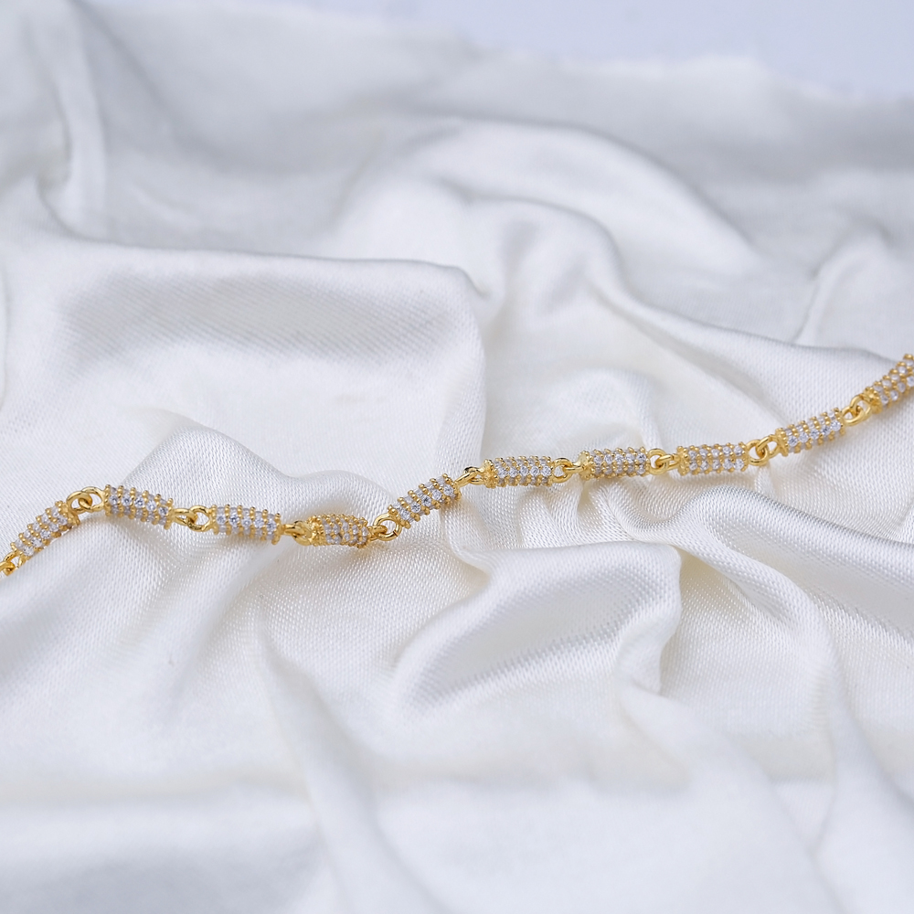 Zircon Charm Bracelet Chain Turkish 925 Sterling Silver
