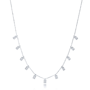 Rectangle Charm Design Turkish Wholesale 925 Silver Necklace