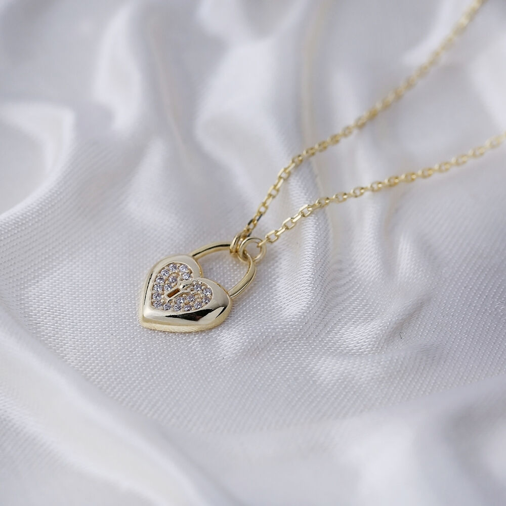 Padlock Heart Shape Charm Pendant 925 Sterling Silver Jewelry