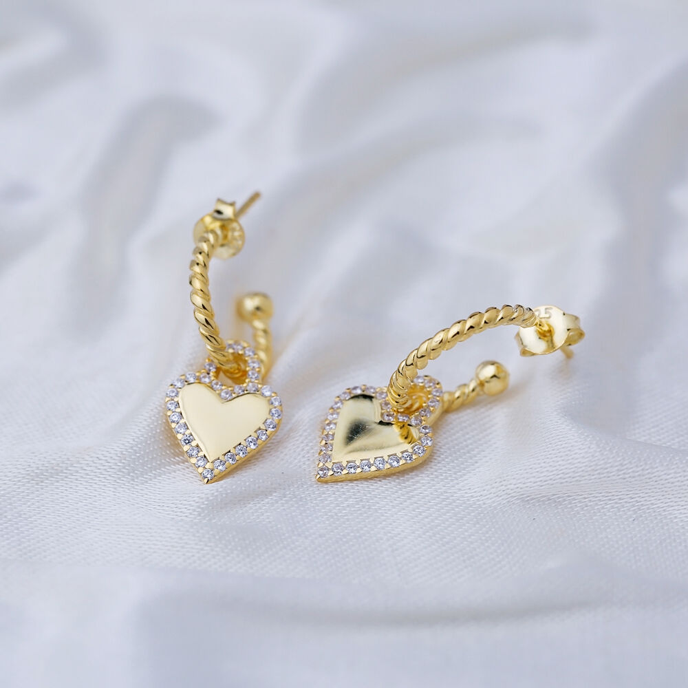 Heart Shape Charm Stud Earrings Wholesale Turkish 925 Silver Sterling Jewelry