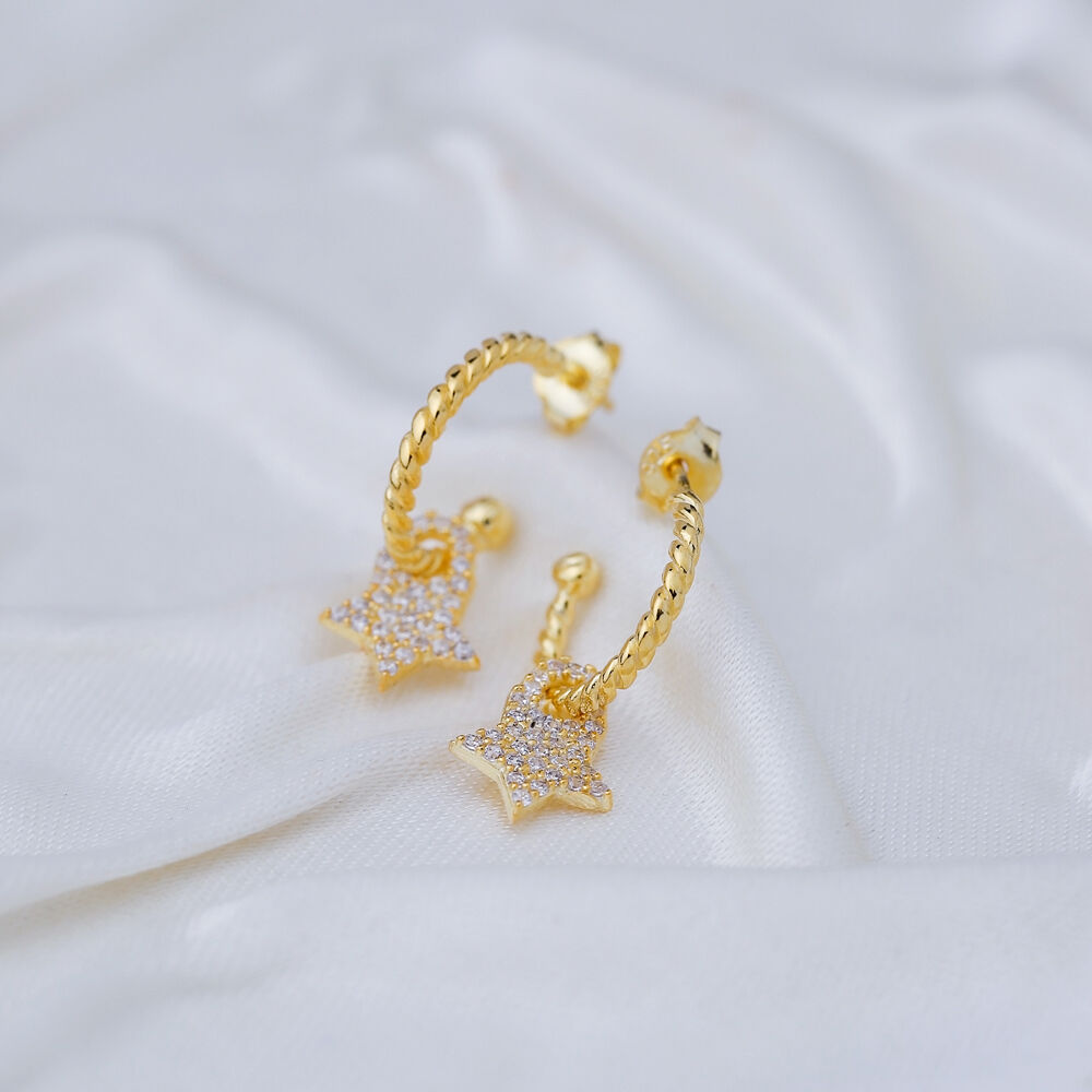 Star Shape Charm Stud Earrings Wholesale Turkish 925 Silver Sterling Jewelry