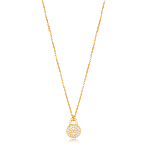 Round Design Minimalist Necklace Pendant Turkish Handmade 925 Sterling Silver Jewelry