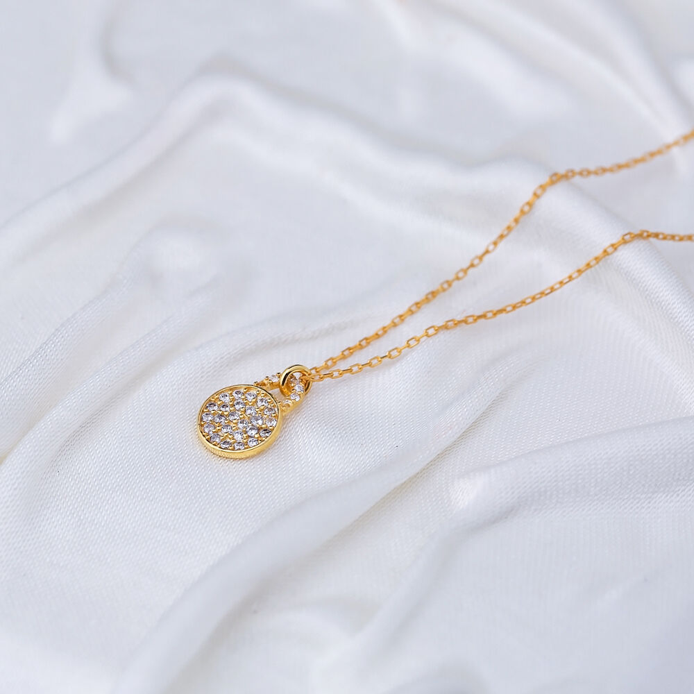 Round Design Minimalist Necklace Pendant Turkish Handmade 925 Sterling Silver Jewelry