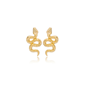 Snake Design Minimalist Stud Earrings Turkish 925 Sterling Silver Jewelry