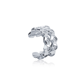 Minimalist Hexagon Design Zircon Stone Cartilage Earring 925 Sterling Silver Jewelry