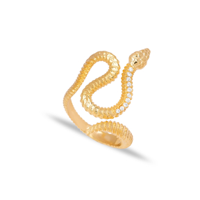Snake Shaped Zircon Stone Adjustable Ring Turkish Wholesale 925 Sterling Silver Jewelry