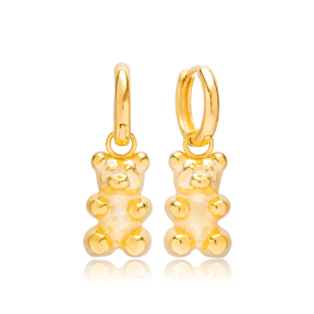 Gold Gummybear Dangle Earring Turkish 925 Sterling Silver Jewelry