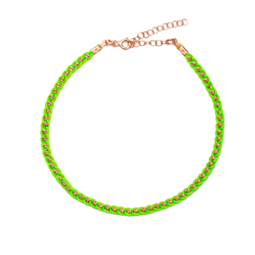 Neon Green Knitting Anklet Wholesale Handmade 925 Sterling Silver Jewellery