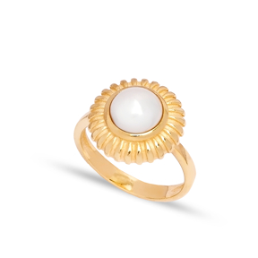 Dainty Round Pearl Stone Turkish Rings Wholesale Fashion 925 Sterling Silver Jewelry