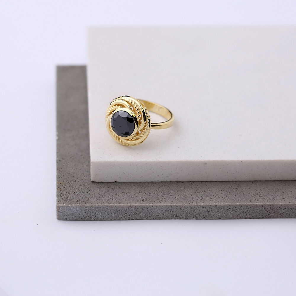 Dainty Round Black Onyx Stone Turkish Rings Wholesale Fashion 925 Sterling Silver Jewelry