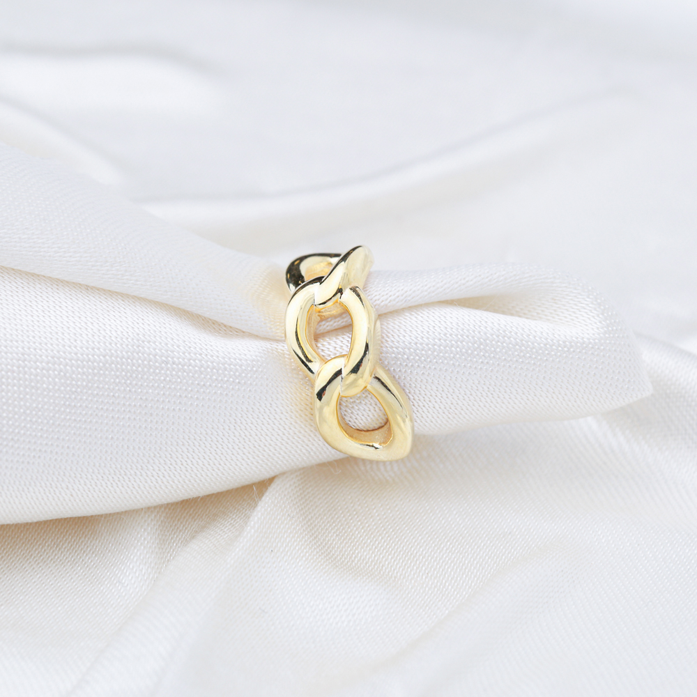 Trendy Chain Design Adjustable Ring Turkish Wholesale 925 Sterling Silver Jewelry