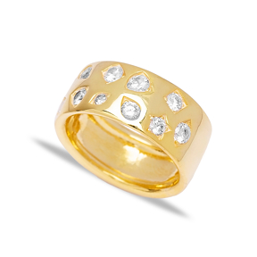 Unique Design Zircon Stone Band Ring Wholesale Handcrafted Turkish 925 Sterling Silver Jewelry
