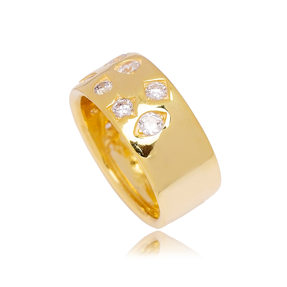 Unique Design Zircon Stone Band Ring Wholesale Handcrafted Turkish 925 Sterling Silver Jewelry