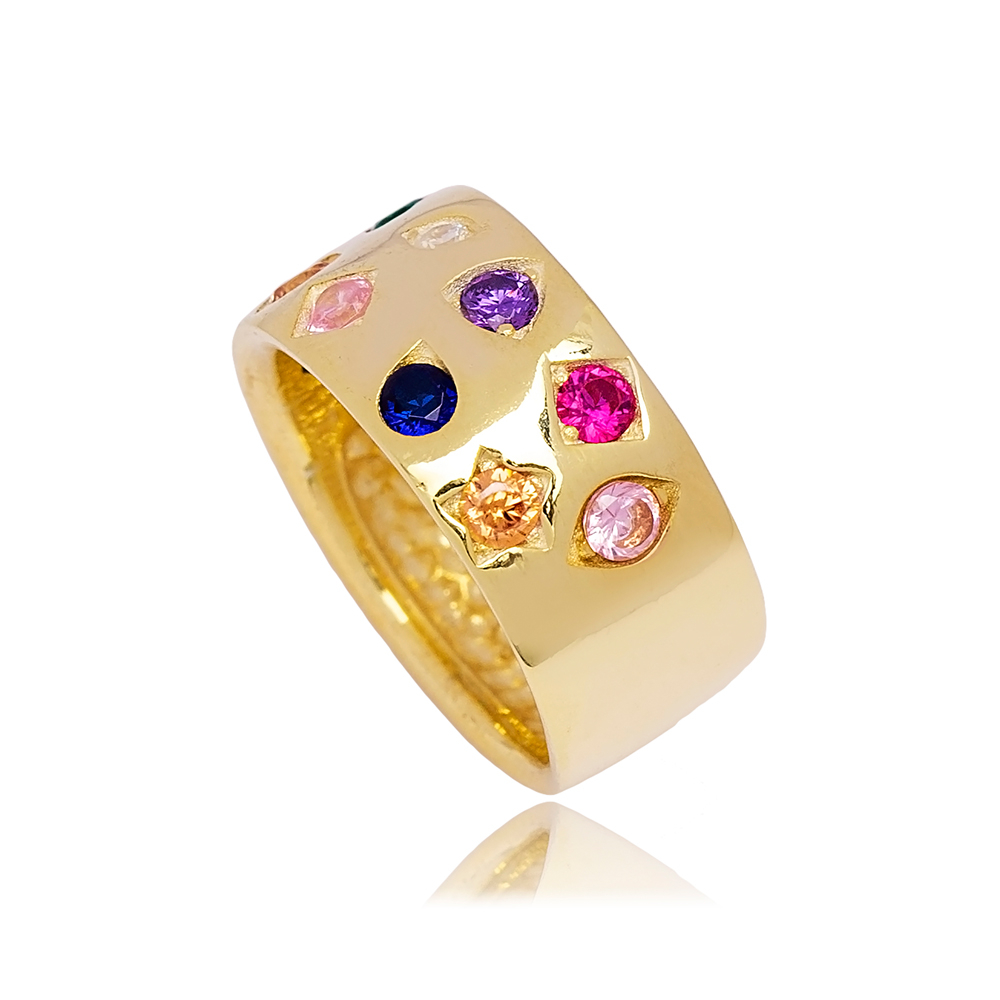 Unique Design Mix Zirconia Stone Band Ring Wholesale Handcrafted Turkish 925 Sterling Silver Jewelry