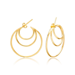 Multi Hoops Elegant Style Stud Earring Wholesale Turkish 925 Silver Sterling Jewelry