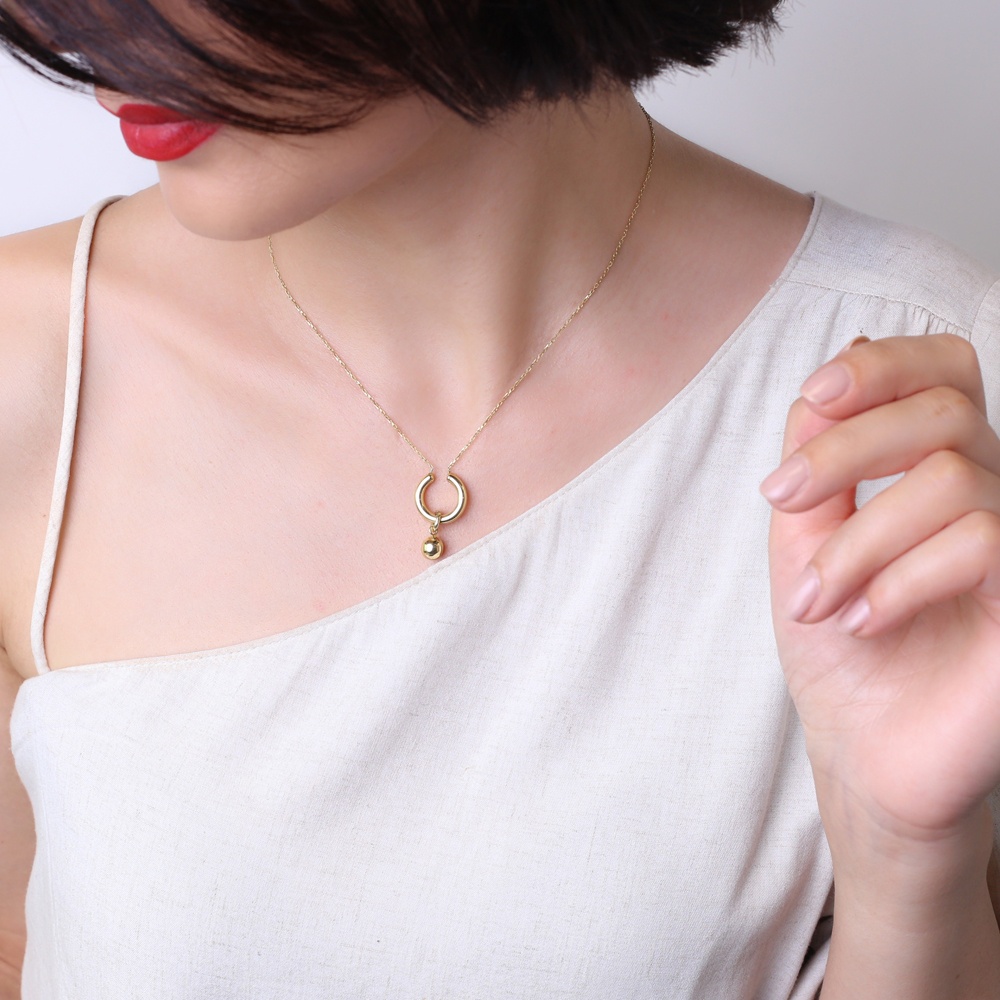 Round Hollow with Ball Charm Pendant Necklace Wholesale 925 Sterling Silver Jewelry