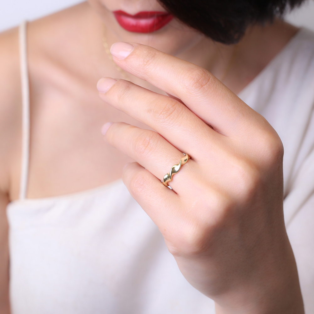 Trendy Wave Design Adjustable Ring Turkish Wholesale 925 Sterling Silver Jewelry